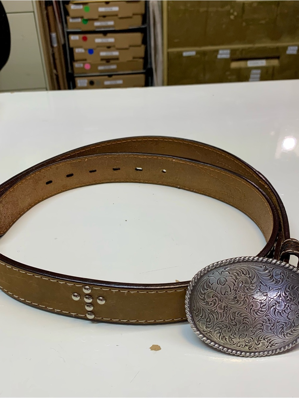 Ranger Belt Co. Men's Leather Western Belt Size 42 w/ Nocona Buckle